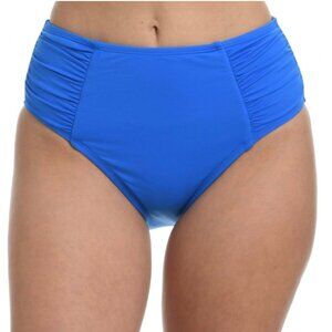 La Blanca Island Goddess Side‎ Shirred High Waist Bikini Bottom Capri Blue 16